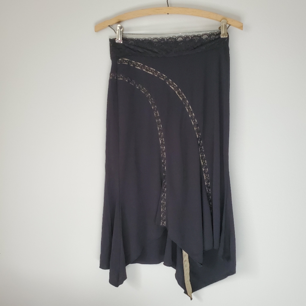 Express Black & Nude Asymmetrical Lace Skirt